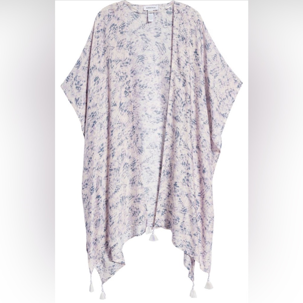 Nordstrom Printed Ruana/ Kimono in Purple Hint Waverly